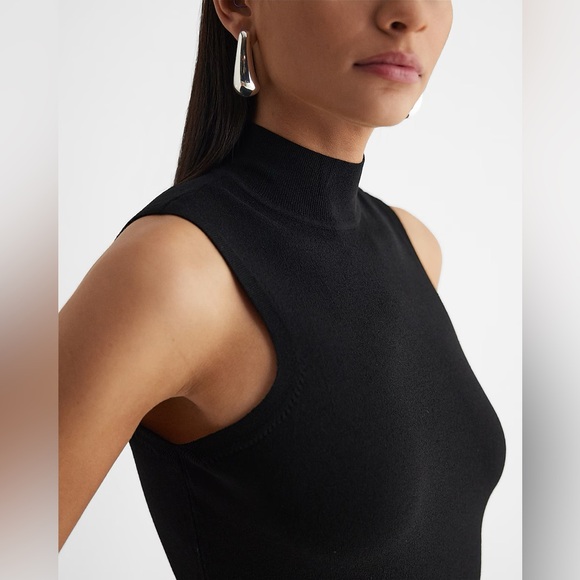 Express Mock Neck Sleeveless Mini Sweater Dress - Picture 2 of 4